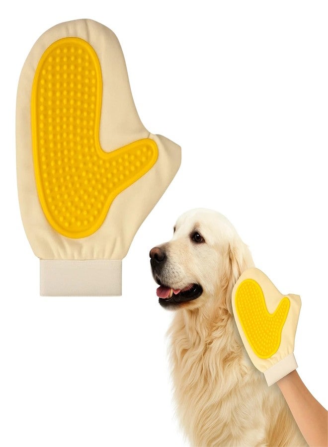 Sage Square Deshedding Glove for Dogs & Cats | One Side Rubber Grooming Glove for Shedding, Massage & Hair Removal | Pet Cleaning Mitt | Reusable Cloth Design for Daily Grooming | 23cm Random Colour - Image 1